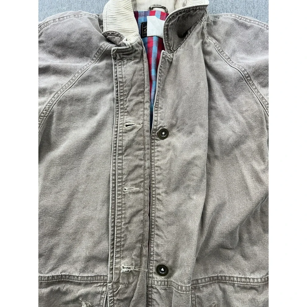 Vtg Eddie Bauer Barn Chore Coat Canvas‎ Flannel Lined Corduroy *Missing Buttons*